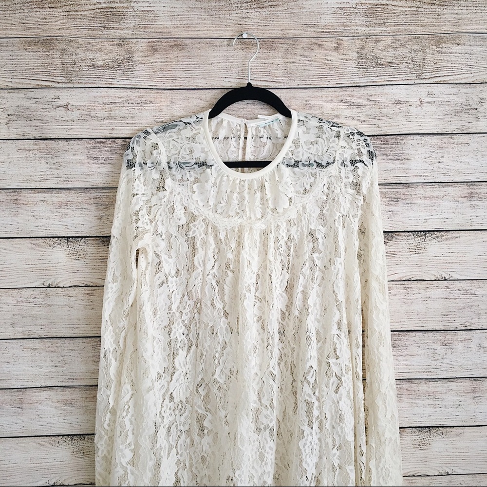 UO Kimchi Blue White Lace Trapeze Dress